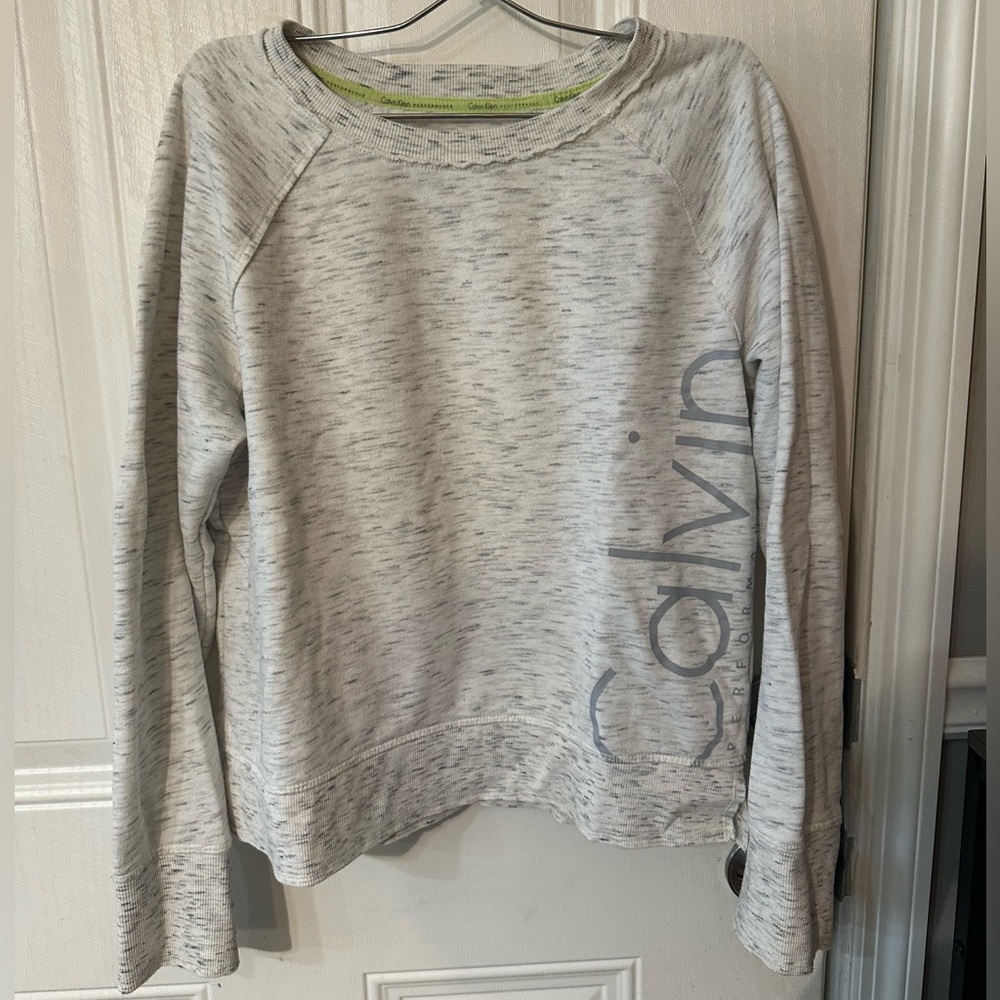 Calvin Klein performance white and grey marbled crewneck